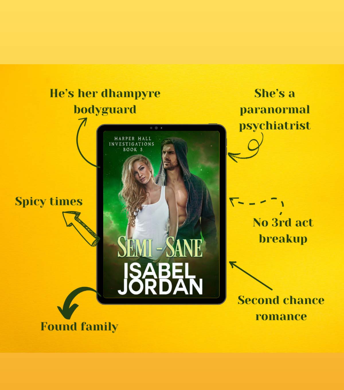 Semi-Sane: (Snarky paranormal romance) (Harper Hall Investigations Book 5)